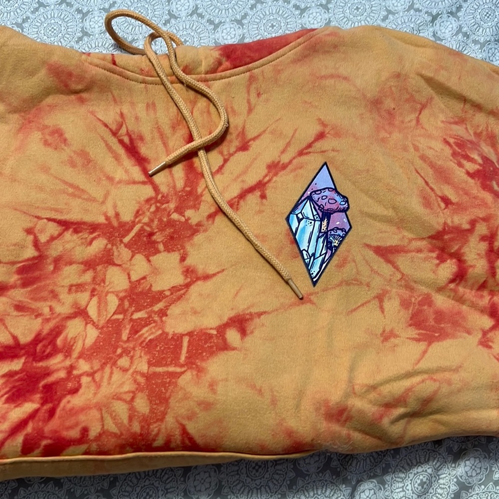 empyre red and orange crystal hoodie, size large